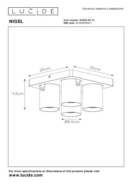 Lucide NIGEL - Ceiling spotlight - LED Dim to warm - GU10 - 4x5W 2200K/3000K - White - technical